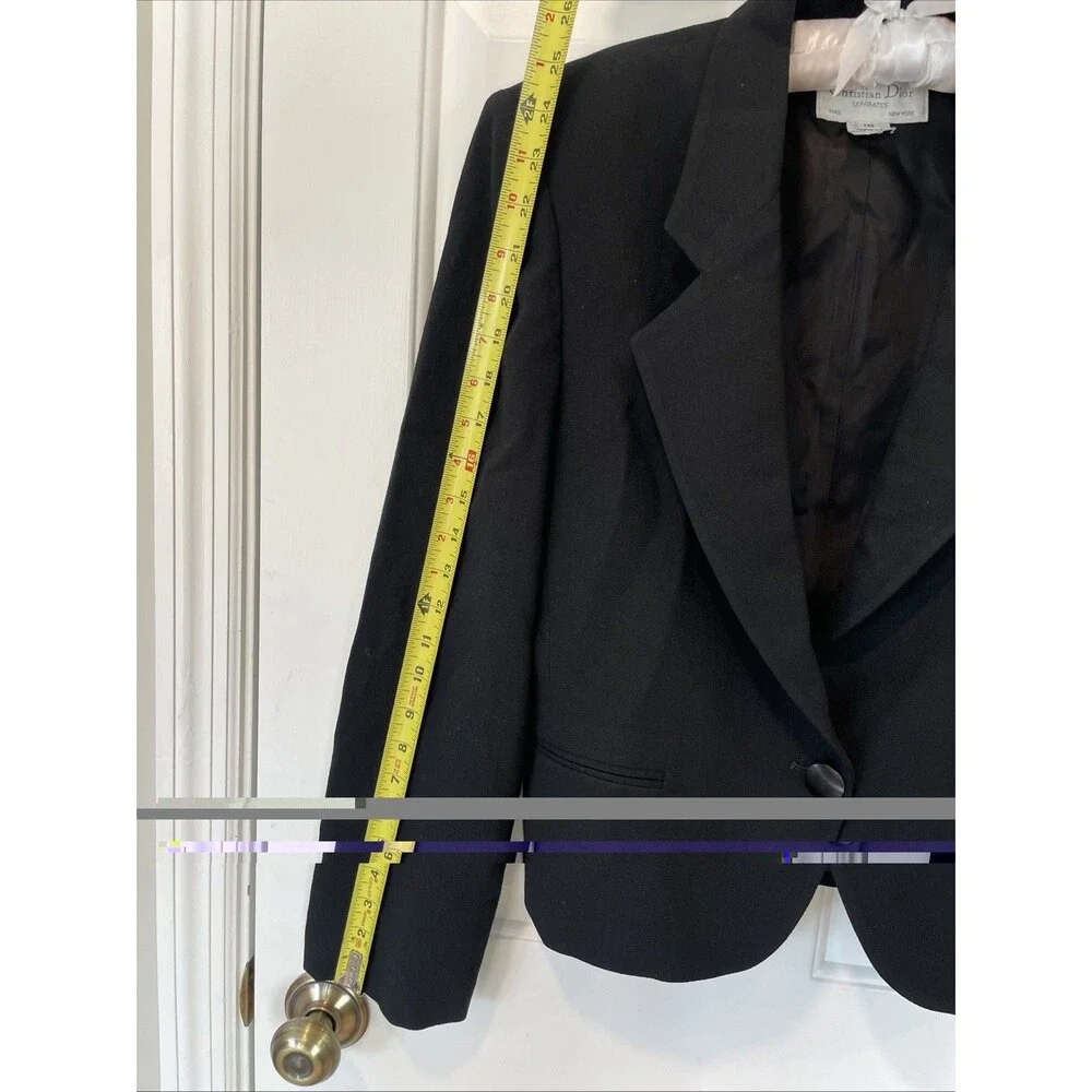 Vintage Christian Dior Wool Blazer Jacket Womens 10 Black Button Professional